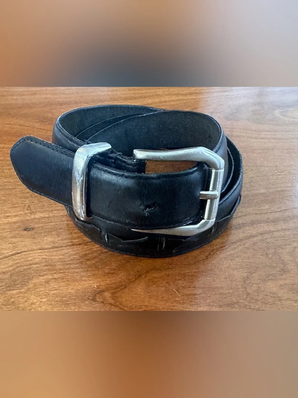 Vintage Full Grain Leather Black Belt 35–39 USA Made Minimal Classic